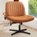 Chaise de bureau à dossier rembourré, sans accoudoirs, sans roulettes, réglable, pivotante, pour la maison ou le bureau, avec pieds croisés.