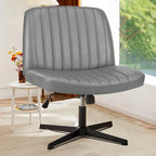Chaise de bureau à dossier rembourré, sans accoudoirs, sans roulettes, réglable, pivotante, pour la maison ou le bureau, avec pieds croisés.