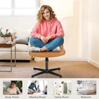 Chaise de bureau à dossier rembourré, sans accoudoirs, sans roulettes, réglable, pivotante, pour la maison ou le bureau, avec pieds croisés.