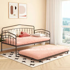 Calantha Modern Metal Twin Size Daybed with Trundle Space-Saving Sofa Bed by