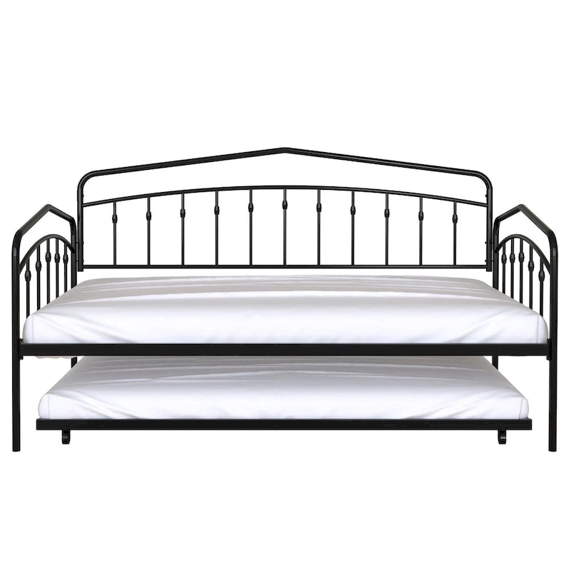 Calantha Modern Metal Twin Size Daybed with Trundle Space-Saving Sofa Bed by