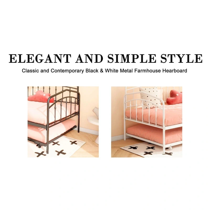 Calantha Modern Metal Twin Size Daybed with Trundle Space-Saving Sofa Bed by