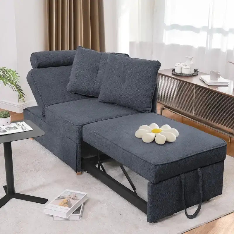 4 in 1 Multi-Function Folding Sofa Folding Bed Single Futon Couch Guest Bed with 2 Throw Pillows