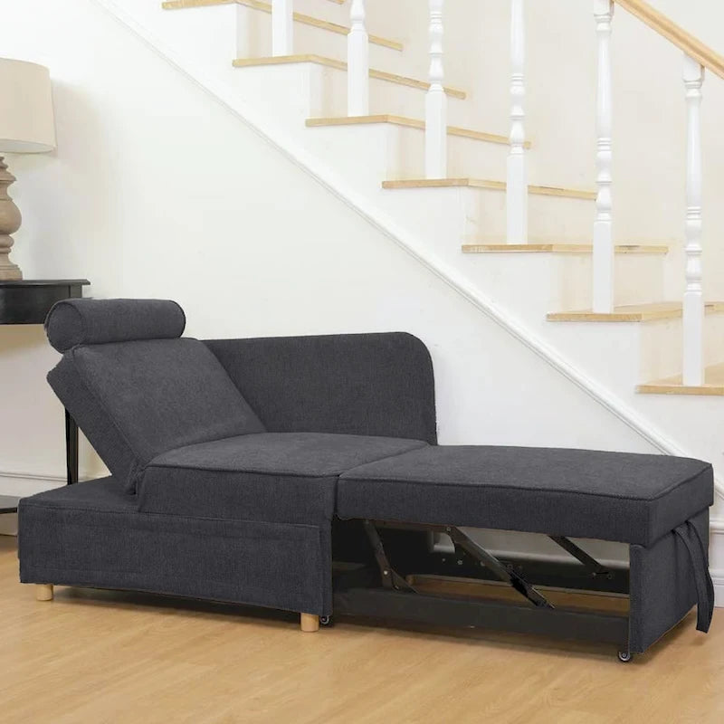 4 in 1 Multi-Function Folding Sofa Folding Bed Single Futon Couch Guest Bed with 2 Throw Pillows