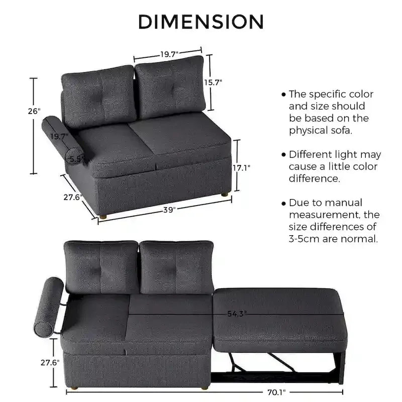 4 in 1 Multi-Function Folding Sofa Folding Bed Single Futon Couch Guest Bed with 2 Throw Pillows