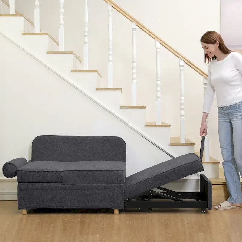 4 in 1 Multi-Function Folding Sofa Folding Bed Single Futon Couch Guest Bed with 2 Throw Pillows