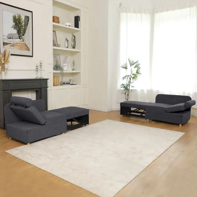 4 in 1 Multi-Function Folding Sofa Folding Bed Single Futon Couch Guest Bed with 2 Throw Pillows