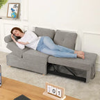 4 in 1 Multi-Function Folding Sofa Folding Bed Single Futon Couch Guest Bed with 2 Throw Pillows