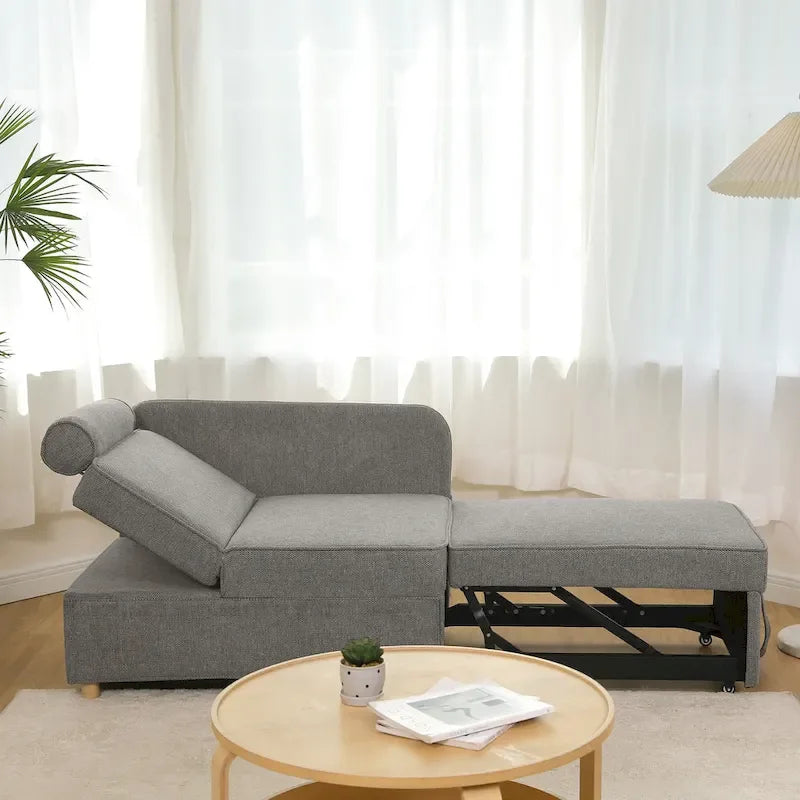 4 in 1 Multi-Function Folding Sofa Folding Bed Single Futon Couch Guest Bed with 2 Throw Pillows