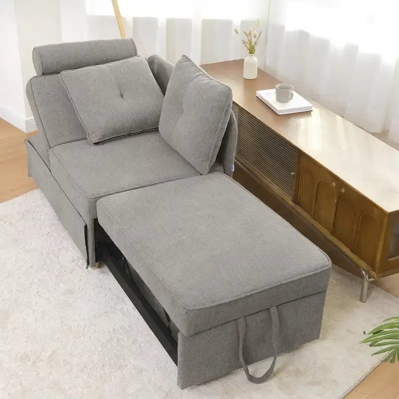 4 in 1 Multi-Function Folding Sofa Folding Bed Single Futon Couch Guest Bed with 2 Throw Pillows