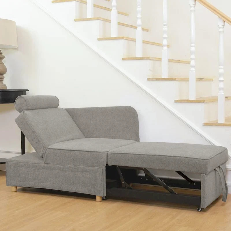 4 in 1 Multi-Function Folding Sofa Folding Bed Single Futon Couch Guest Bed with 2 Throw Pillows