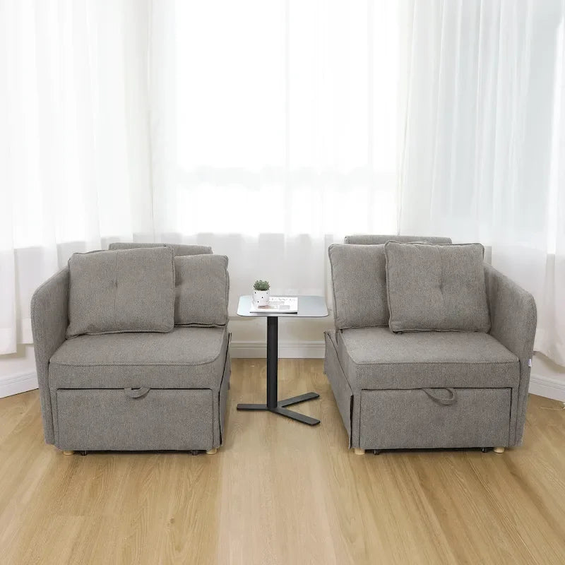 4 in 1 Multi-Function Folding Sofa Folding Bed Single Futon Couch Guest Bed with 2 Throw Pillows