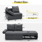 4 in 1 Multi-Function Folding Sofa Folding Bed Single Futon Couch Guest Bed with 2 Throw Pillows