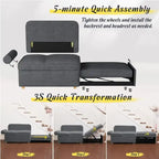 4 in 1 Multi-Function Folding Sofa Folding Bed Single Futon Couch Guest Bed with 2 Throw Pillows