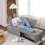 4 in 1 Multi-Function Folding Sofa Folding Bed Single Futon Couch Guest Bed with 2 Throw Pillows