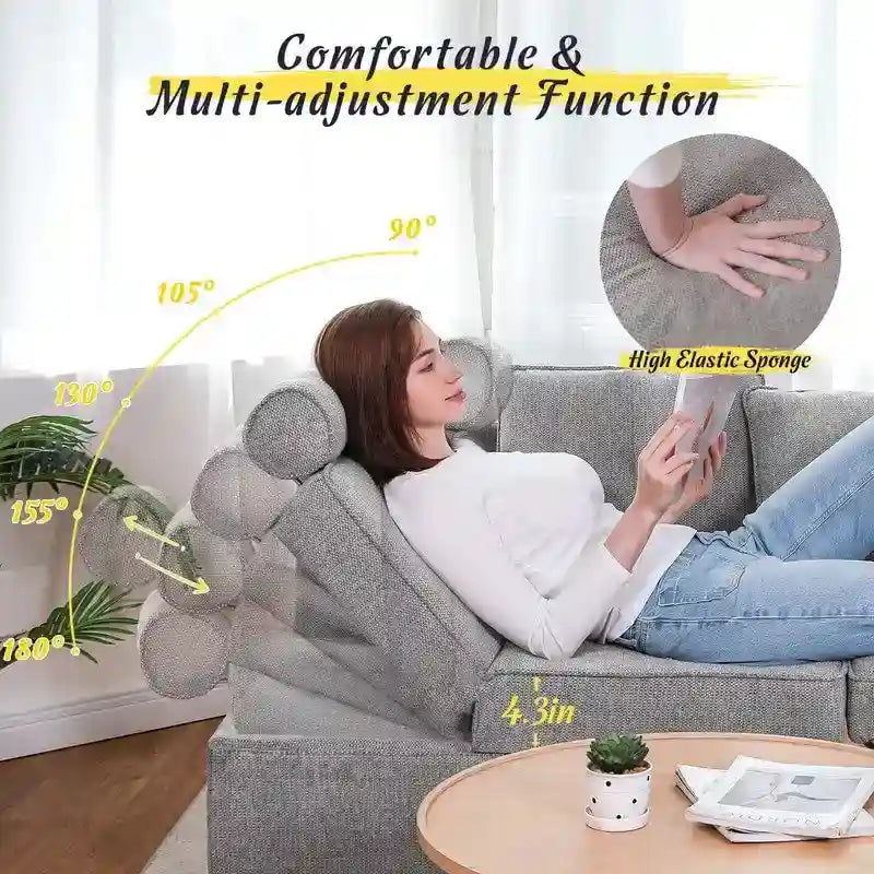 4 in 1 Multi-Function Folding Sofa Folding Bed Single Futon Couch Guest Bed with 2 Throw Pillows