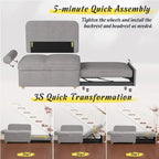 4 in 1 Multi-Function Folding Sofa Folding Bed Single Futon Couch Guest Bed with 2 Throw Pillows