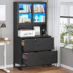 2 Drawer File Cabinet Lock & Charging Station Storage Shelf