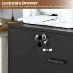 2 Drawer File Cabinet Lock & Charging Station Storage Shelf