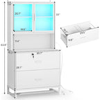 2 Drawer File Cabinet Lock & Charging Station Storage Shelf