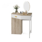 Coiffeuse d'angle en bois/métal petite table de maquillage avec 4 tiroirs - S.O.
