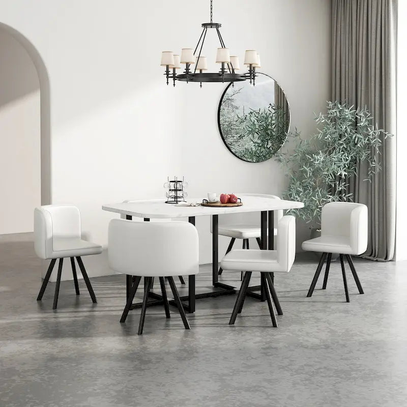 Ensemble table à manger 7 pièces moderne, table à manger rectangulaire avec 6 chaises pour salle à manger, cuisine