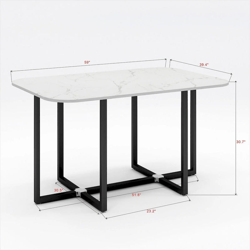 Ensemble table à manger 7 pièces moderne, table à manger rectangulaire avec 6 chaises pour salle à manger, cuisine