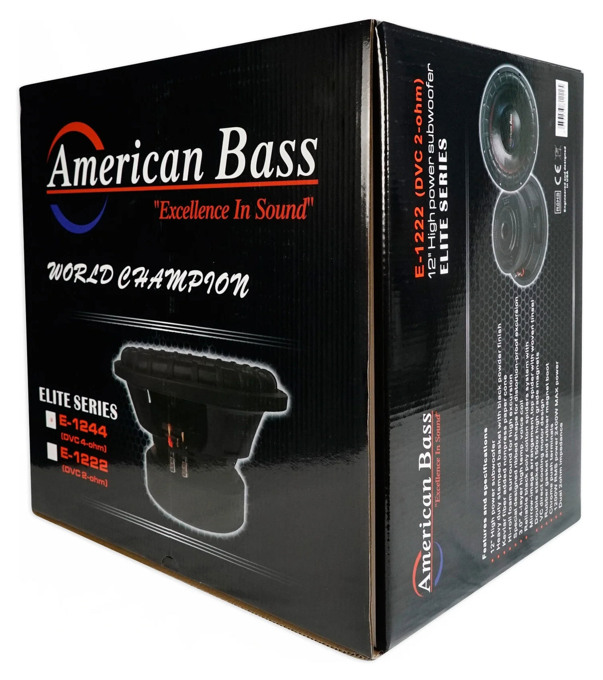 (2) Caissons de basses pour voiture de compétition American Bass ELITE-1244 2400w 12 po 3 bobines mobiles